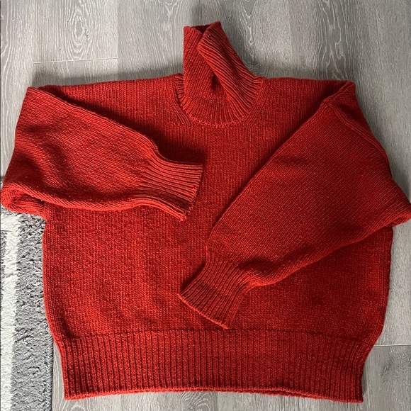 Babaa Sweaters - Babaa Red Turtleneck Knit Sweater